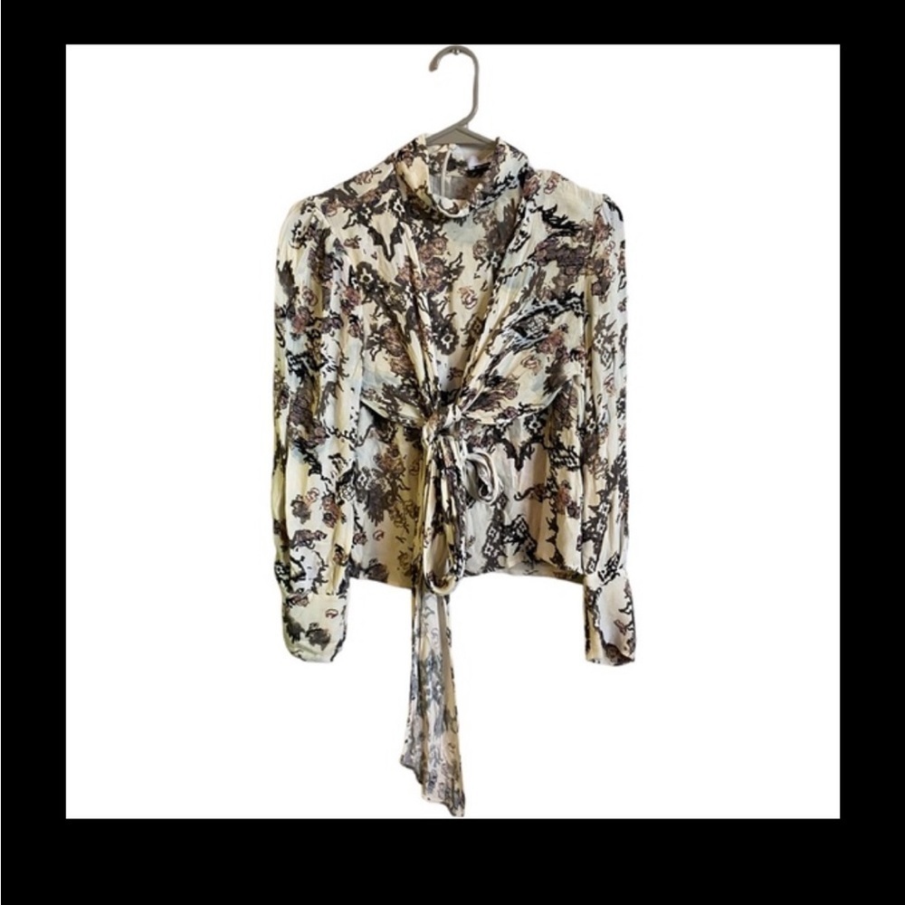 IRO Sakari Printed Crisscross Turtleneck Top| - Picture 3 of 12